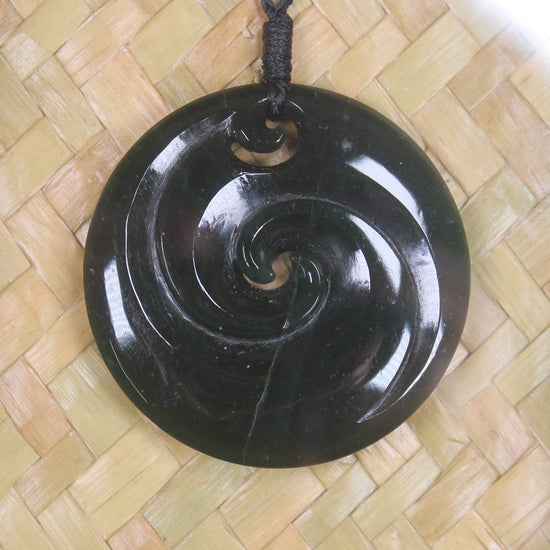 Framed Kawakawa Pounamu Koru Pendant - NZ Greenstone