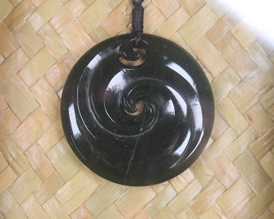 Framed Kawakawa Pounamu Koru Pendant - NZ Greenstone