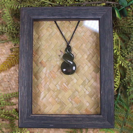 Framed Rimu Pounamu Twist Pendant - NZ Greenstone