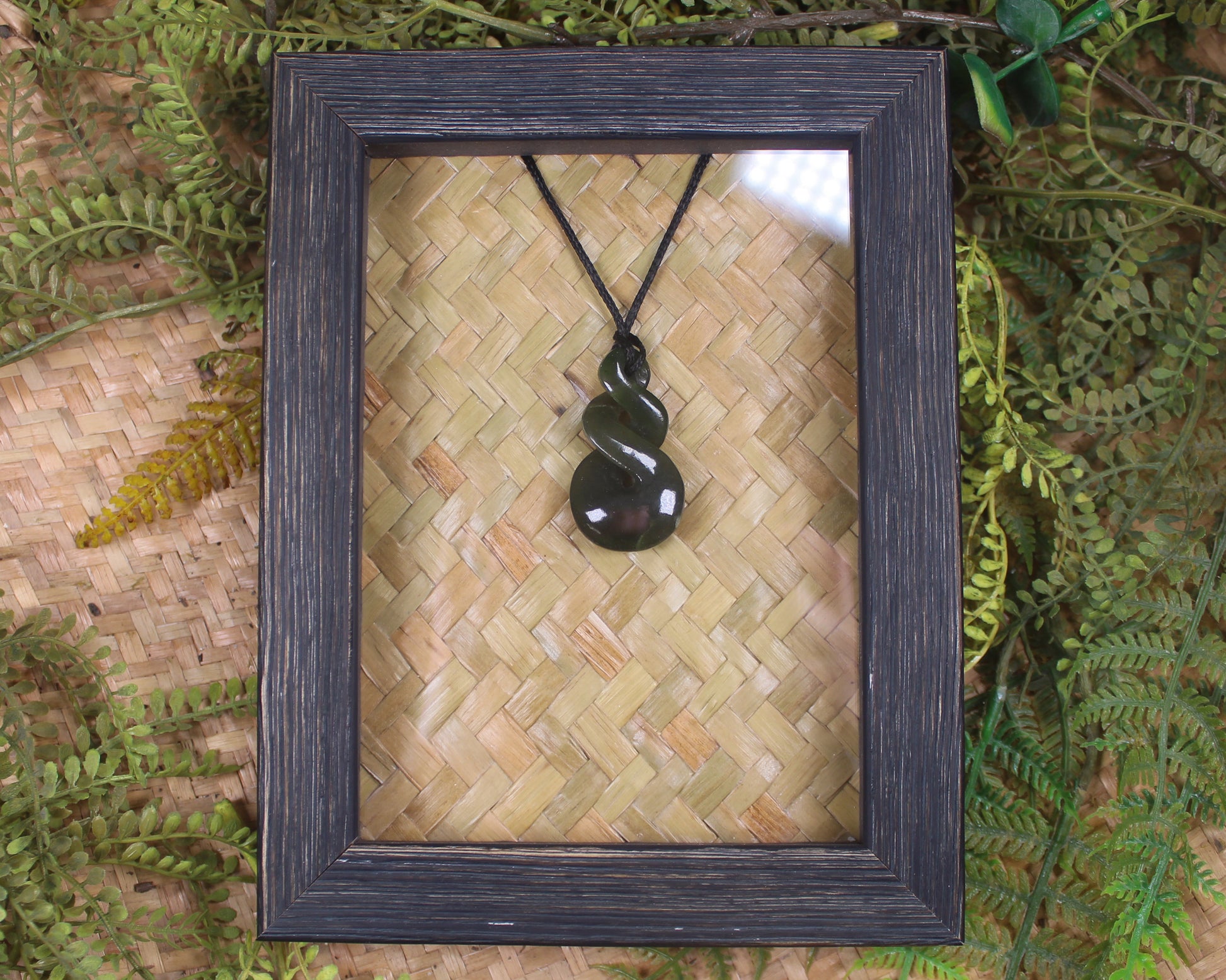 Framed Rimu Pounamu Twist Pendant - NZ Greenstone
