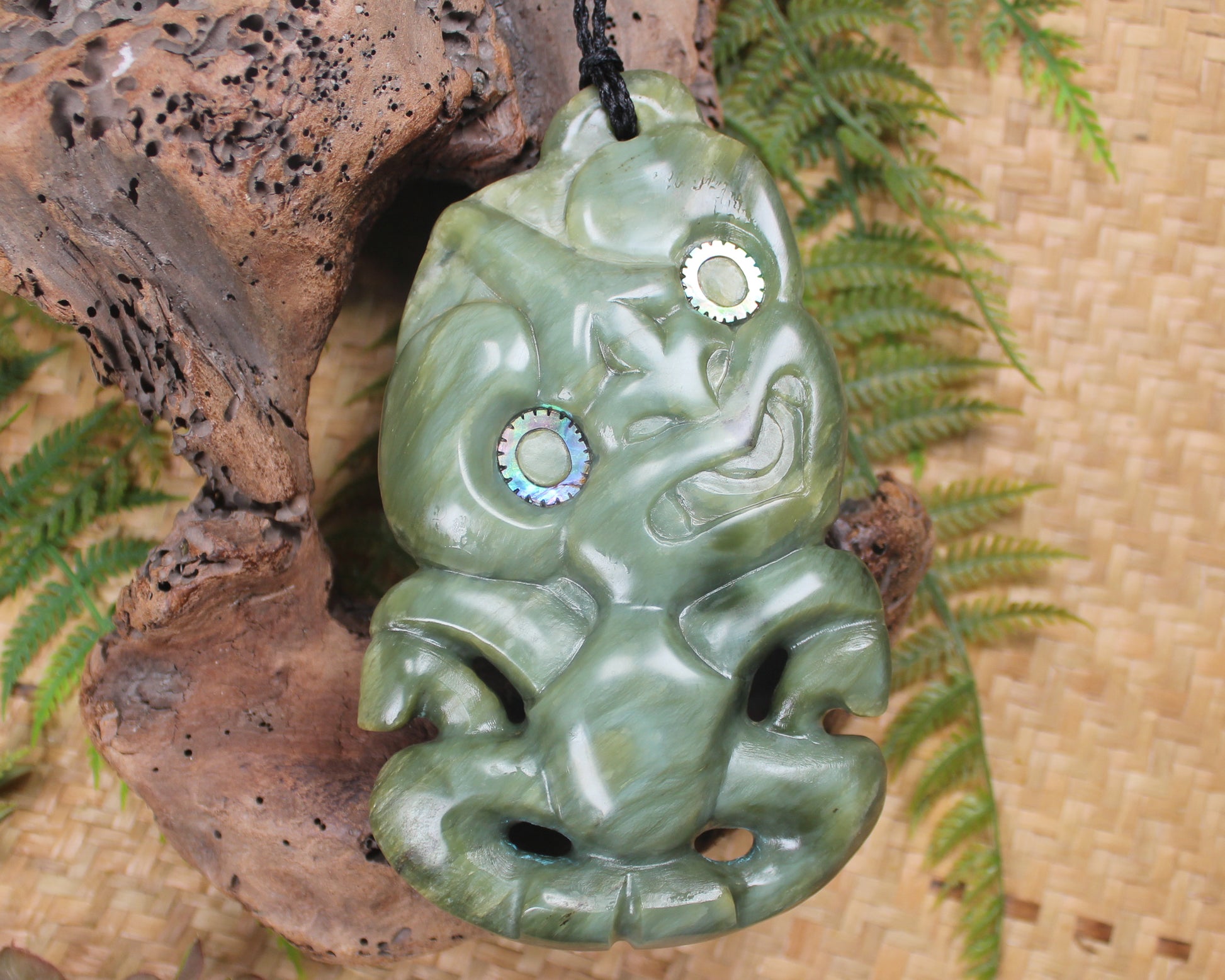 Hei Tiki carved from Inanga Pounamu - NZ Greenstone