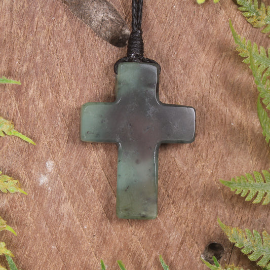 Rimu Pounamu cross pendant - NZ Greenstone