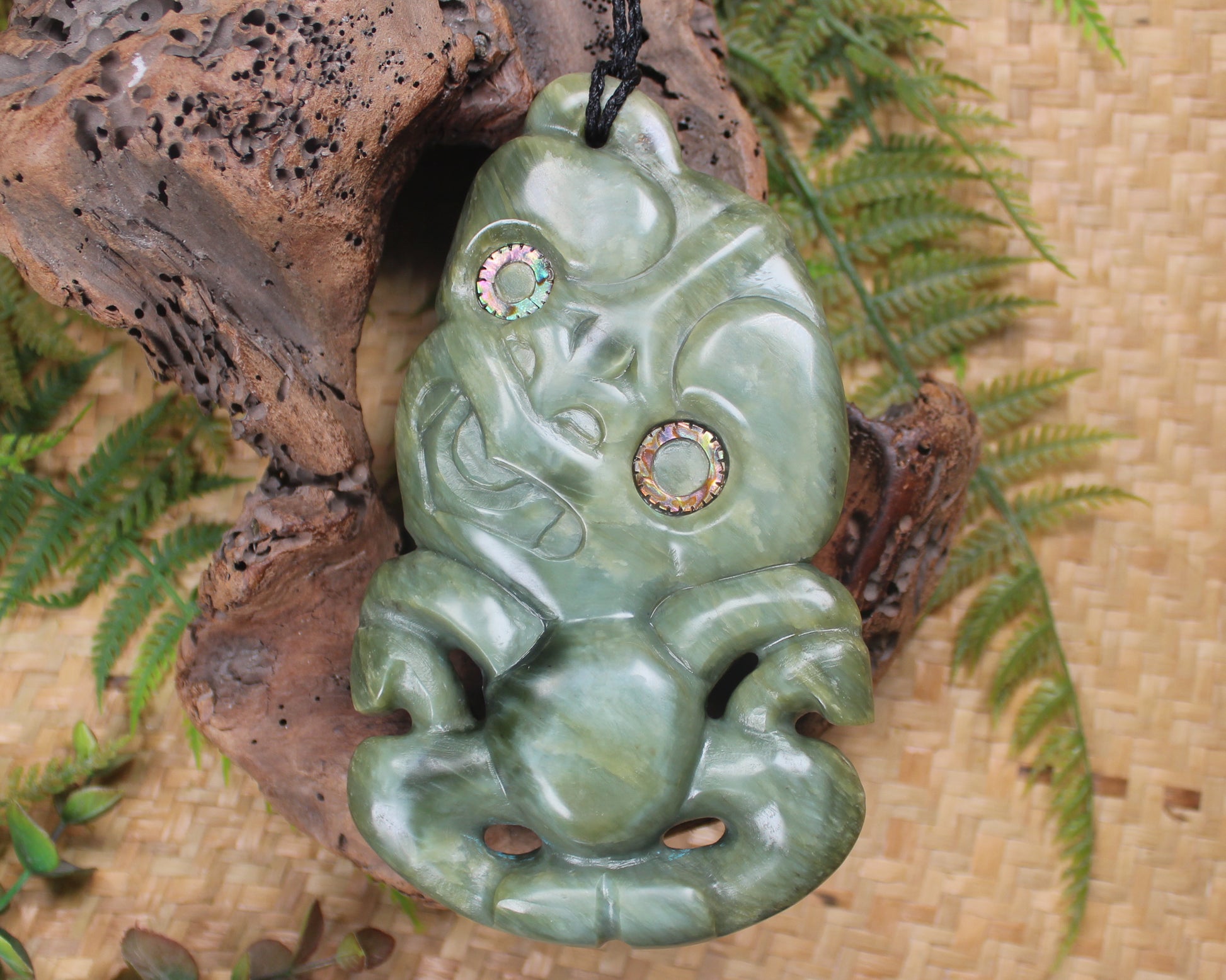 Hei Tiki carved from Inanga Pounamu - NZ Greenstone