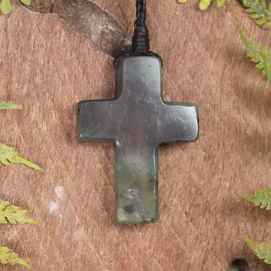 Rimu Pounamu cross pendant - NZ Greenstone