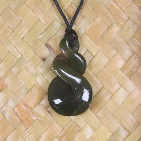 Framed Rimu Pounamu Twist Pendant - NZ Greenstone