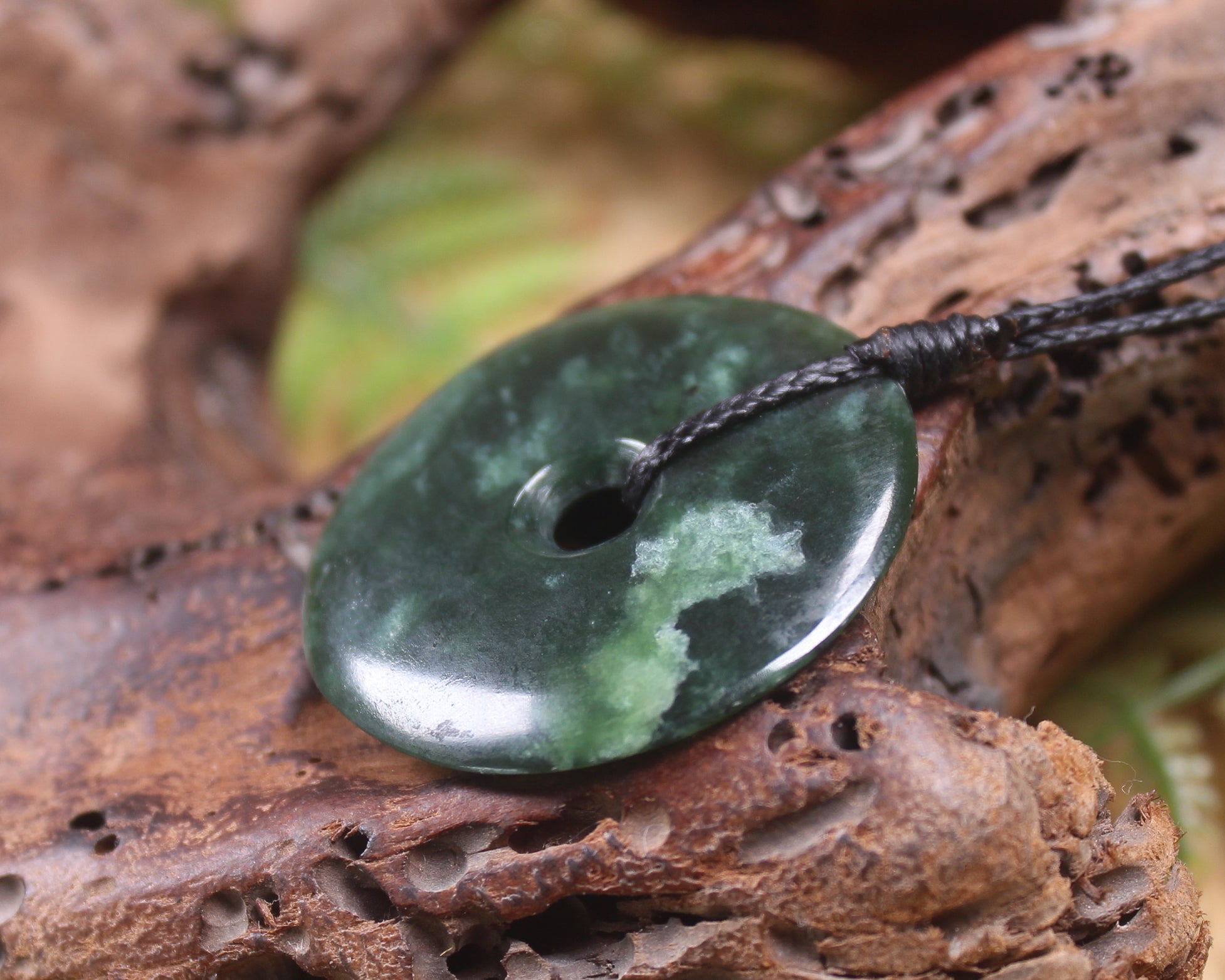 Porowhita or Pi Stone carved from Kawakawa Pounamu - NZ Greenstone