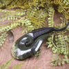 Hei Matau or Fish Hook carved from Rimu Pounamu - NZ Greenstone