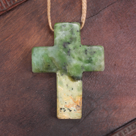NZ Greenstone Cross pendant 