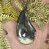 Hei Matau or Fish Hook carved from Rimu Pounamu - NZ Greenstone