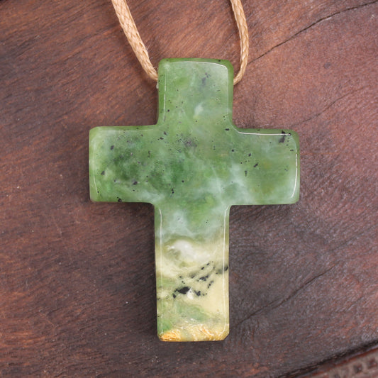 NZ Greenstone Cross pendant 