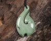 Hei Matau or Fish Hook carved from Kawakawa Pounamu - NZ Greenstone