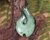 Hei Matau or Fish Hook carved from Kawakawa Pounamu - NZ Greenstone