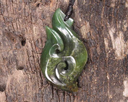 Hei Matau or Fish Hook carved from Hapopo Pounamu - NZ Greenstone