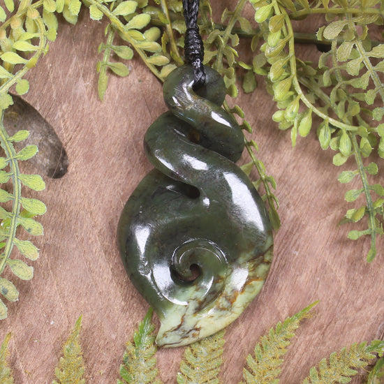 Rimu Pounamu Koru Twist Pendant - NZ Greenstone