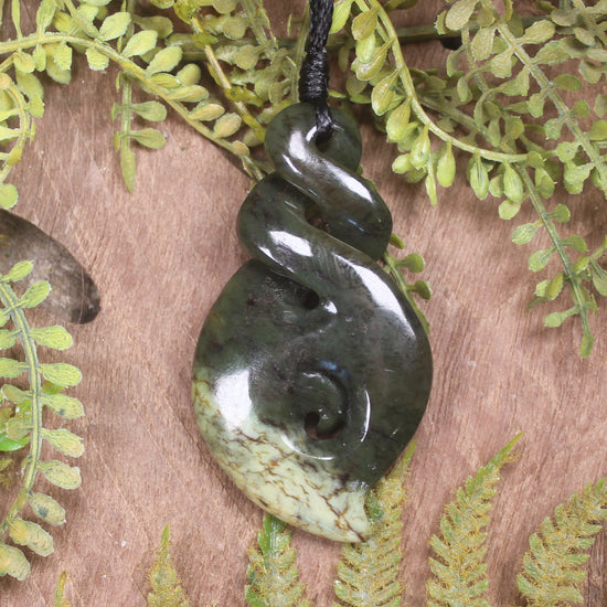 Rimu Pounamu Koru Twist Pendant - NZ Greenstone