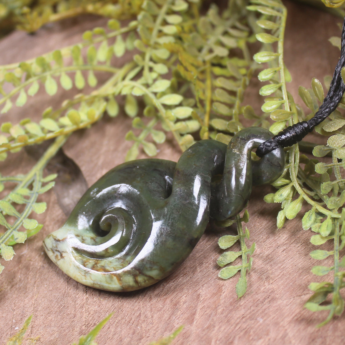 Rimu Pounamu Koru Twist Pendant - NZ Greenstone