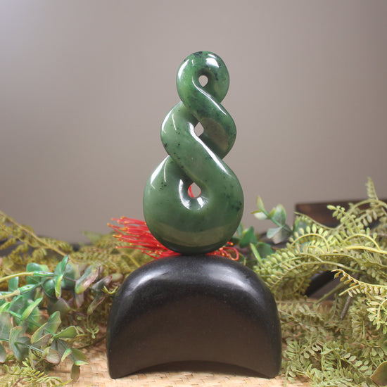 Twist Sculpture carved from Kawakawa Pounamu - NZ Greenstone