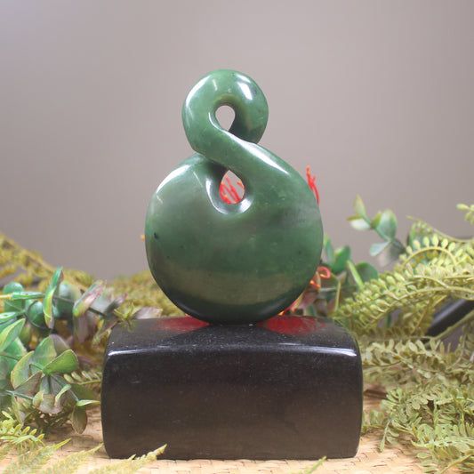Twist Sculpture carved from Hapopo Pounamu - NZ Greenstone