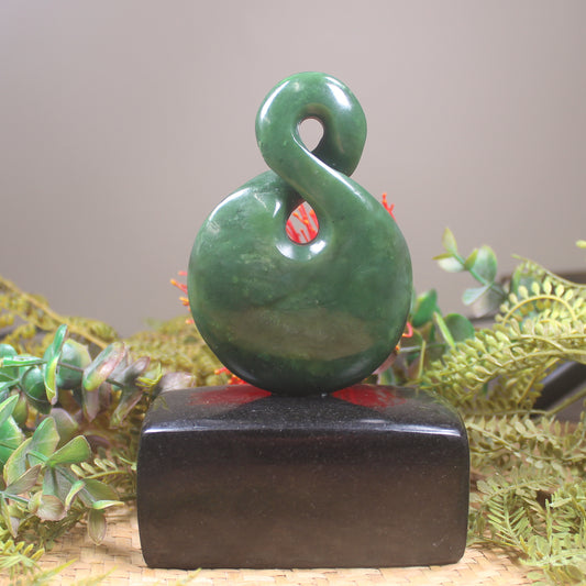Twist Sculpture carved from Hapopo Pounamu - NZ Greenstone
