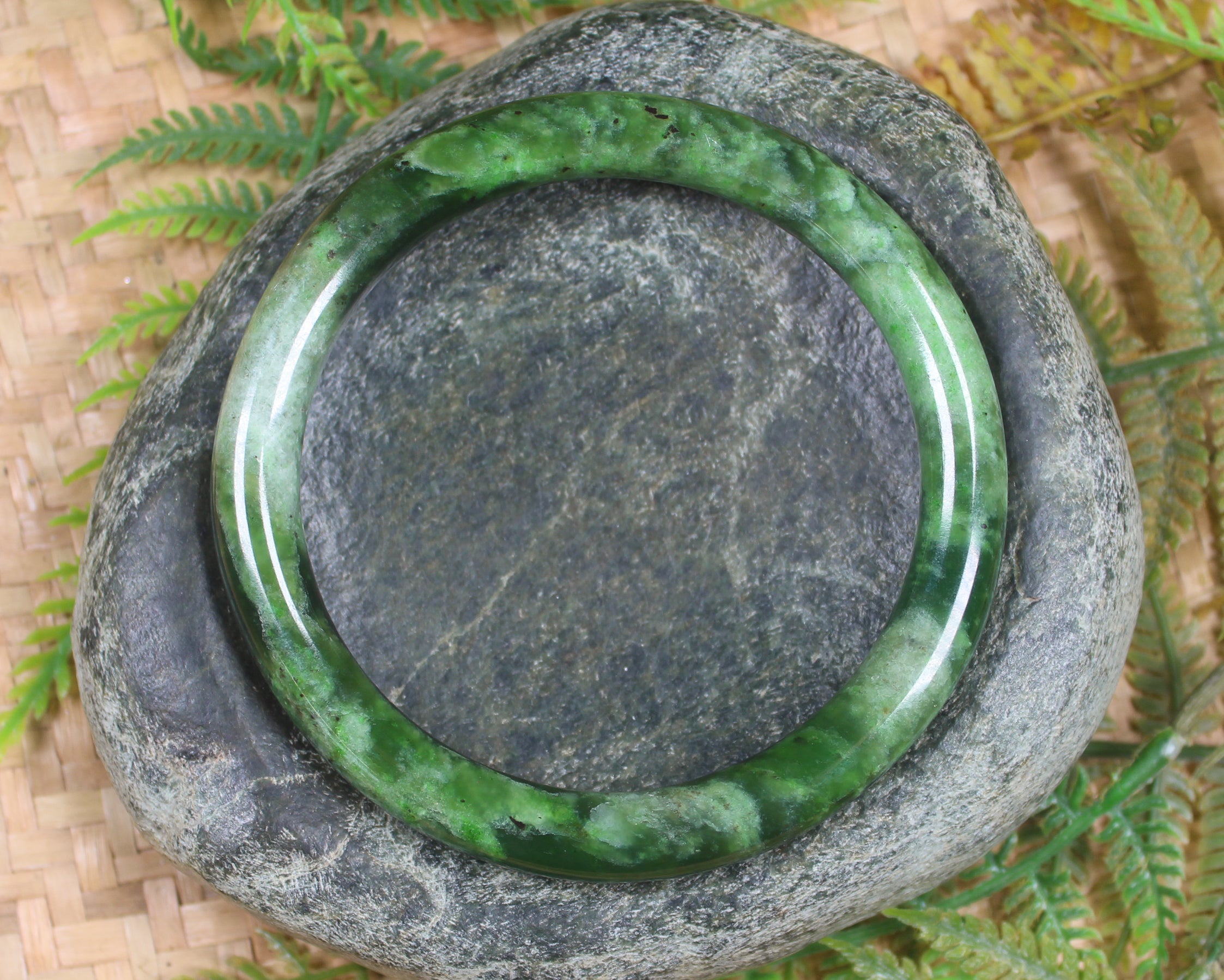 Bangle carved from Kawakawa Pounamu - NZ Greenstone