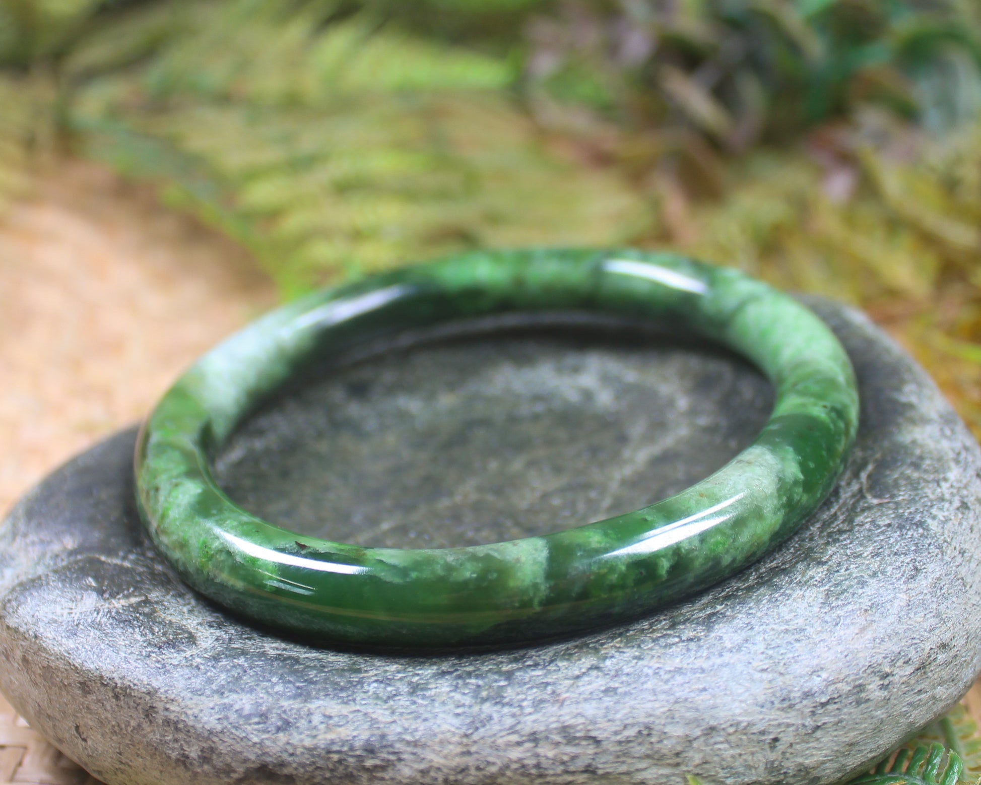 Bangle carved from Kawakawa Pounamu - NZ Greenstone