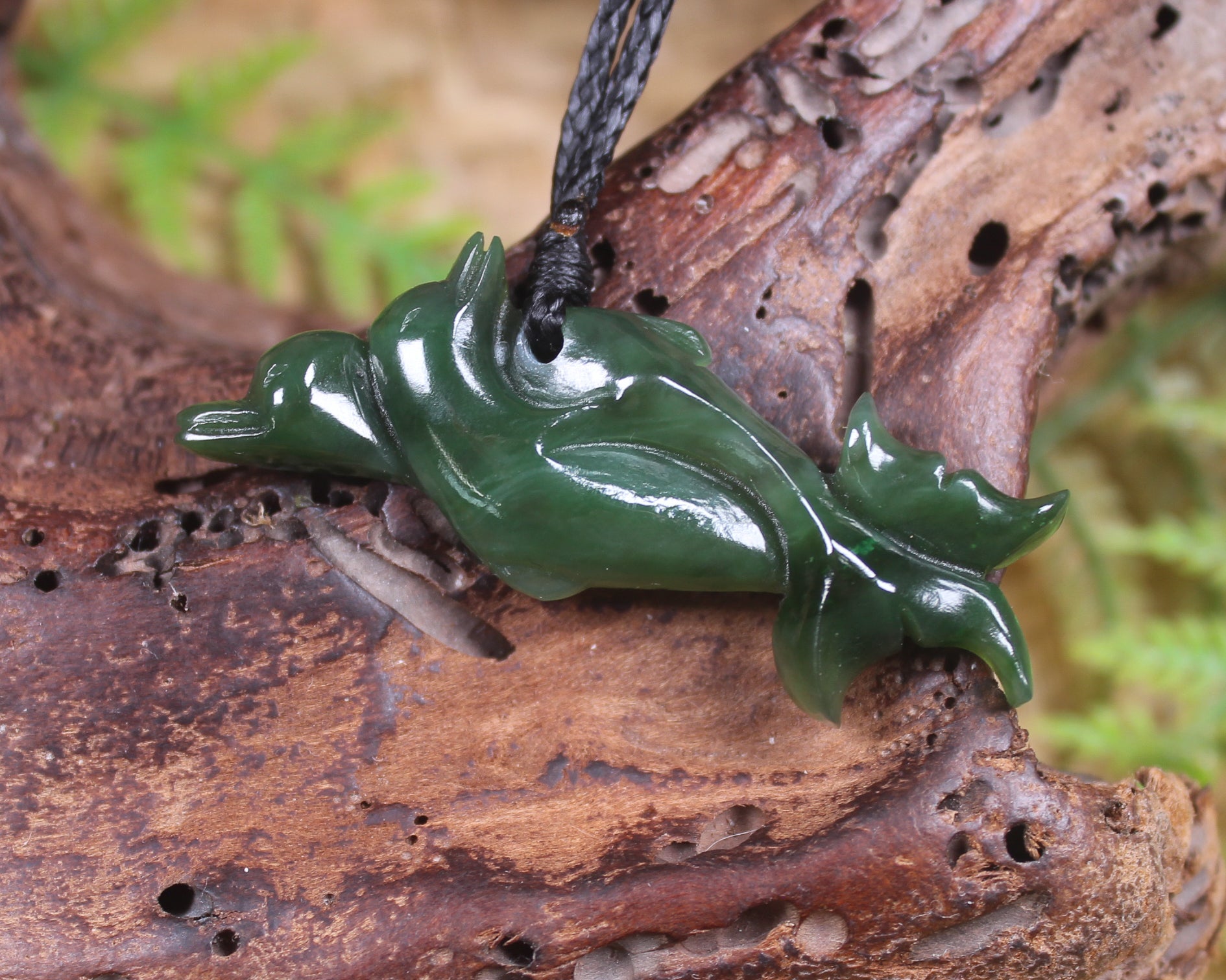 Dolphin or Aihe Pendant - Kawakawa Pounamu - NZ Greenstone