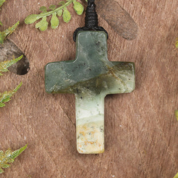 NZ Greenstone Cross pendant 