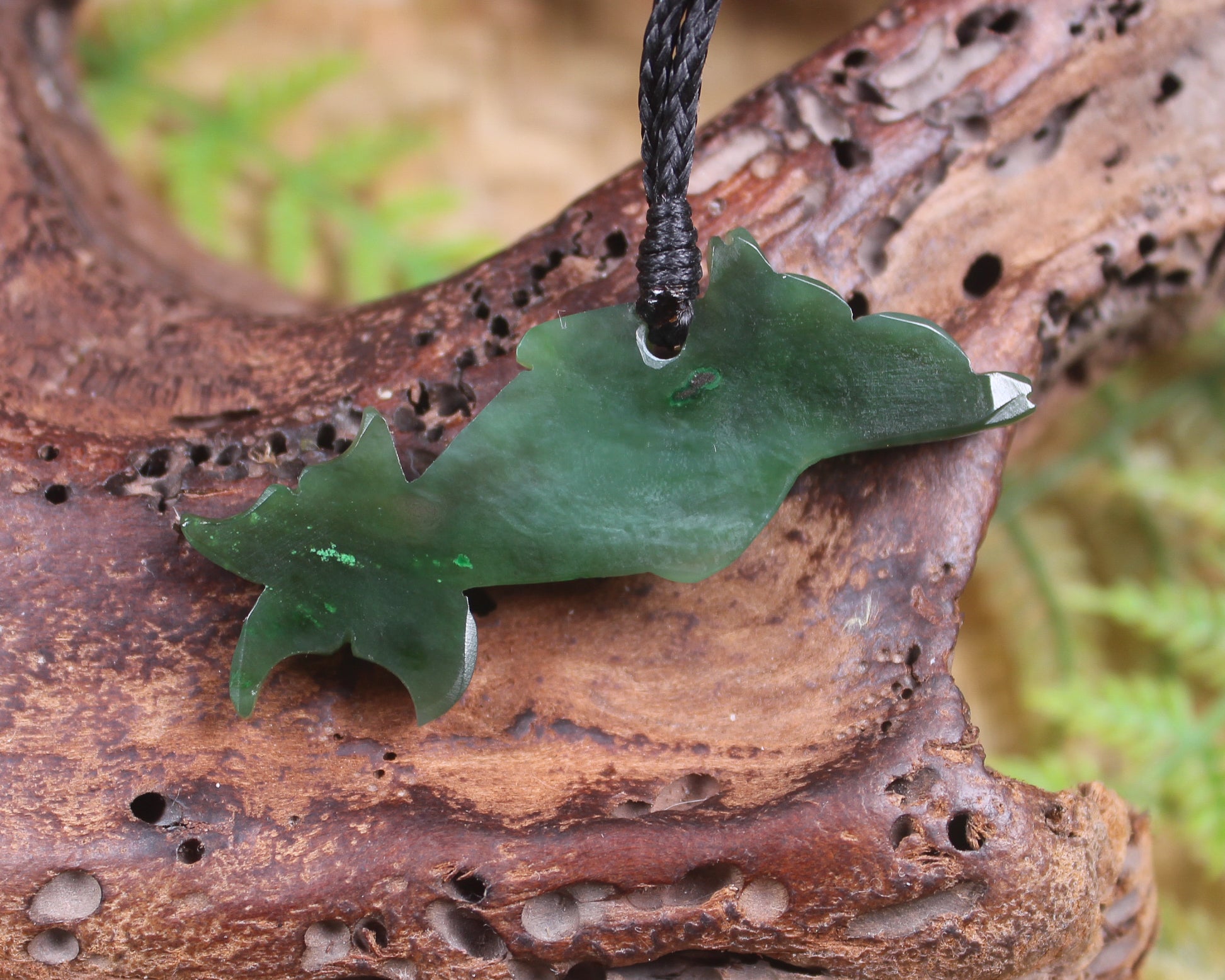 Dolphin or Aihe Pendant - Kawakawa Pounamu - NZ Greenstone