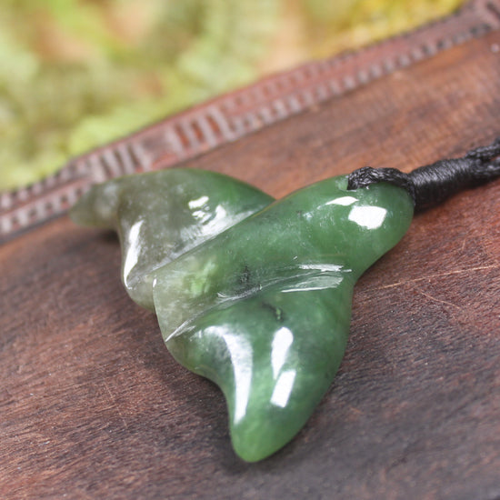 Whale tail carved from Hapopo Pounamu - NZ Greenstone