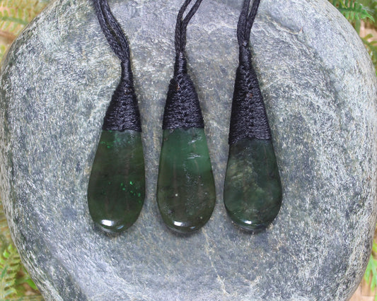 Roimata Teardrop carved from Rimu Pounamu - NZ Greenstone