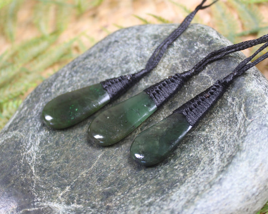 Roimata Teardrop carved from Rimu Pounamu - NZ Greenstone