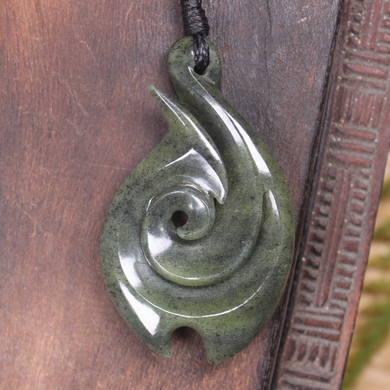 Hei Matau carved from NZ Serpentine
