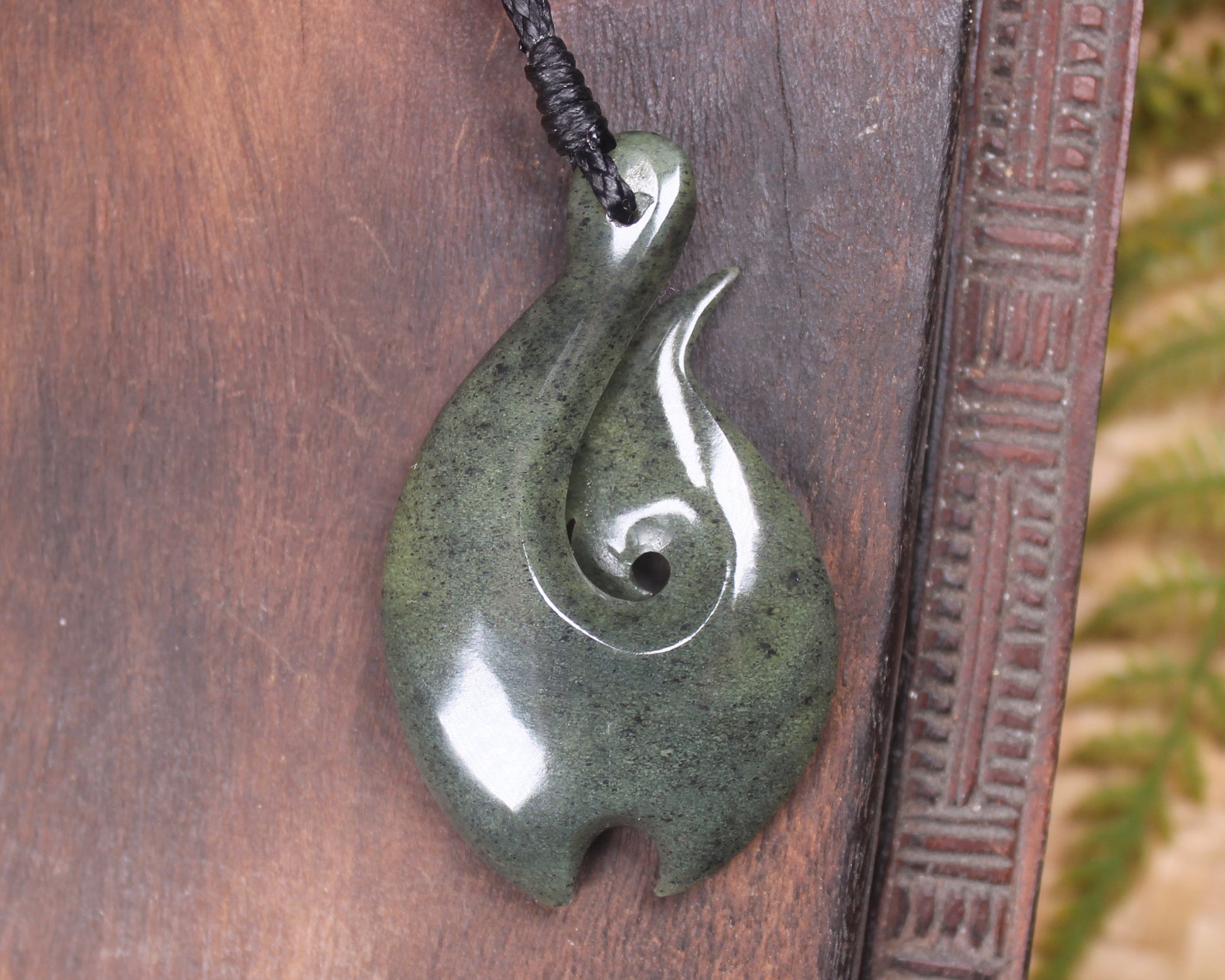 Hei Matau carved from NZ Serpentine