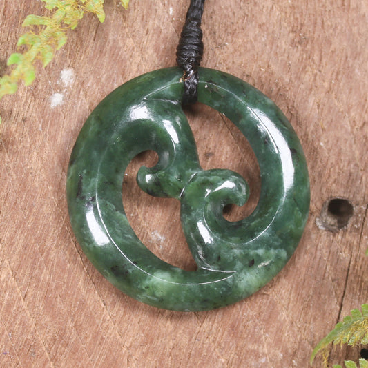 Koru pendant carved from Kawakawa Pounamu - NZ Greenstone