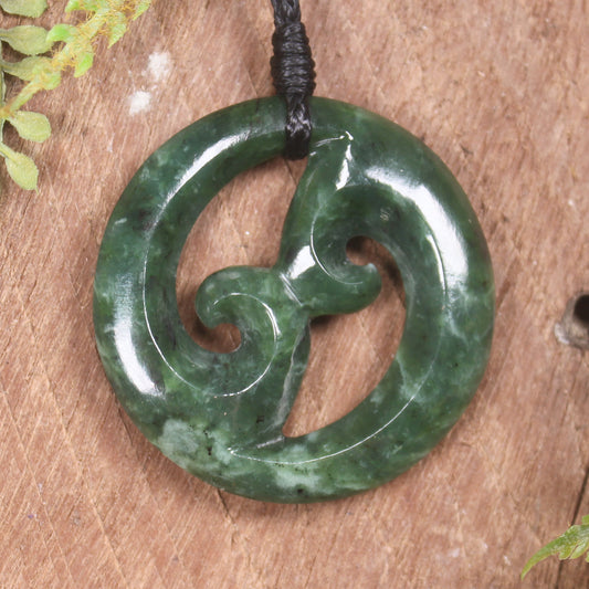 Koru pendant carved from Kawakawa Pounamu - NZ Greenstone
