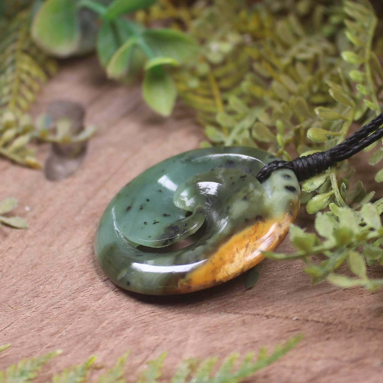 Koru carved from Raukaraka Pounamu - NZ Greenstone