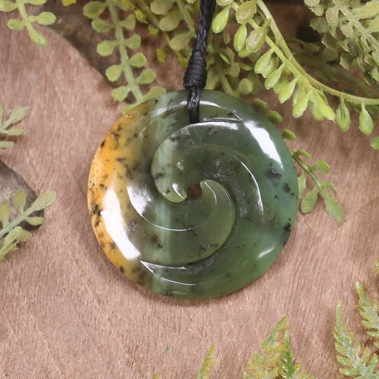 Koru carved from Flower Jade Pounamu - NZ Greenstone