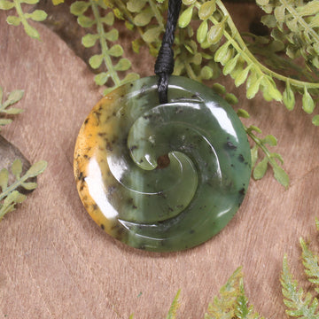 Koru carved from Flower Jade Pounamu - NZ Greenstone