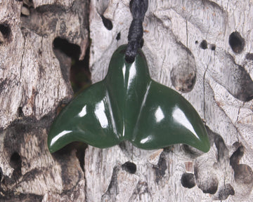 Whale Tail carved from Kawakawa Pounamu - NZ Greenstone