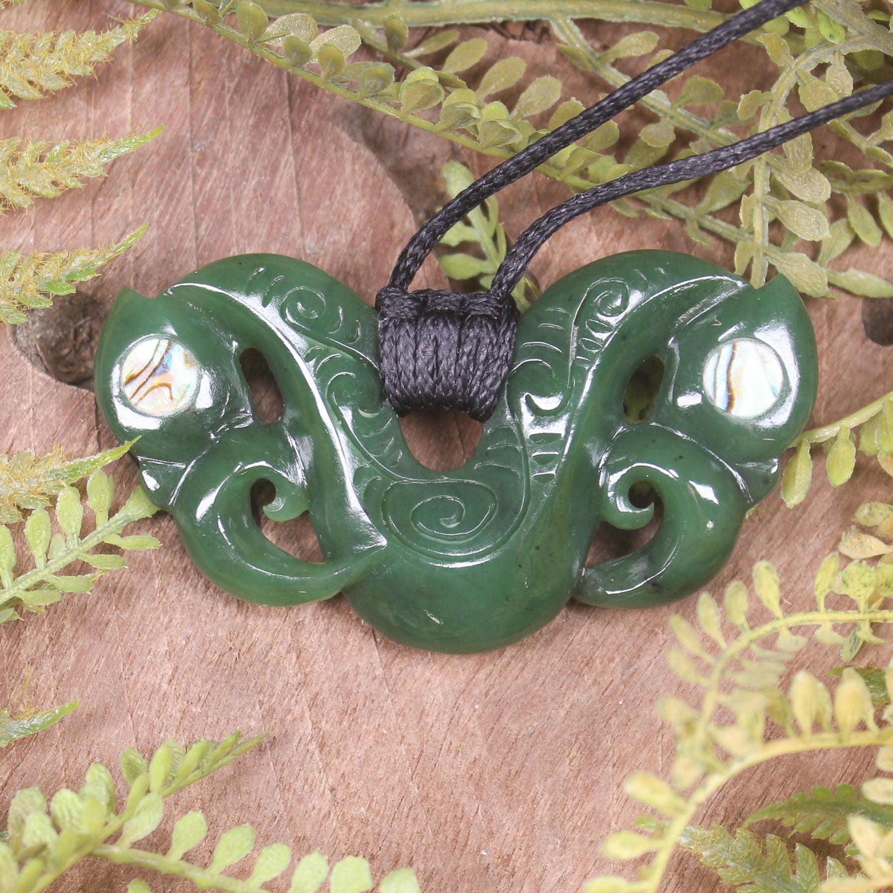 Pekapeka Pendant carved from Hapopo Pounamu - NZ Greenstone