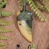 Flower Jade Pounamu Taniwha Tooth pendant