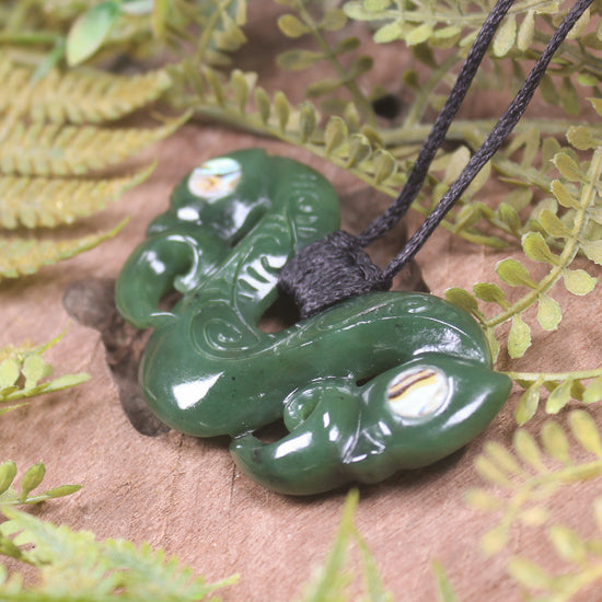 Pekapeka Pendant carved from Hapopo Pounamu - NZ Greenstone