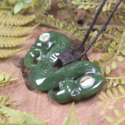 Pekapeka Pendant carved from Hapopo Pounamu - NZ Greenstone