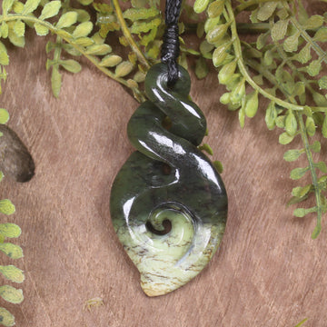 Rimu Pounamu Koru Twist Pendant - NZ Greenstone