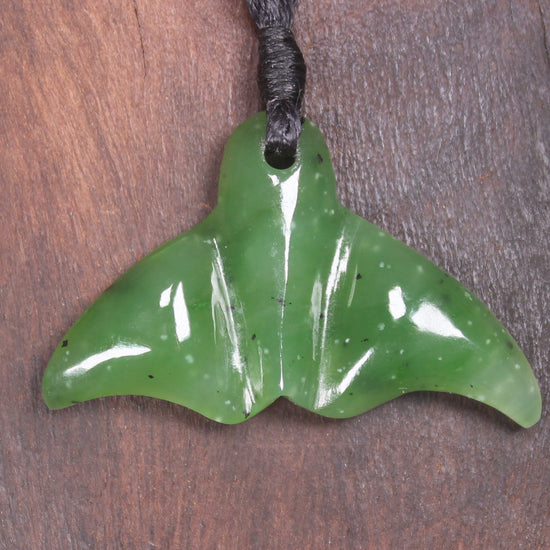Whale tail carved from Hapopo Pounamu - NZ Greenstone