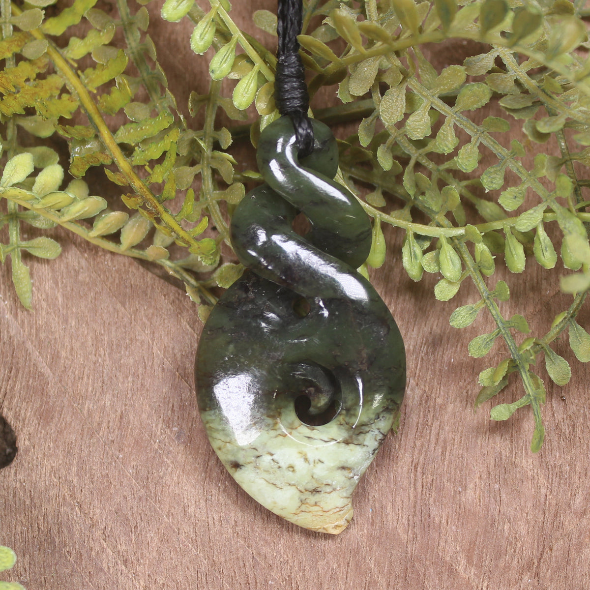 Rimu Pounamu Koru Twist Pendant - NZ Greenstone