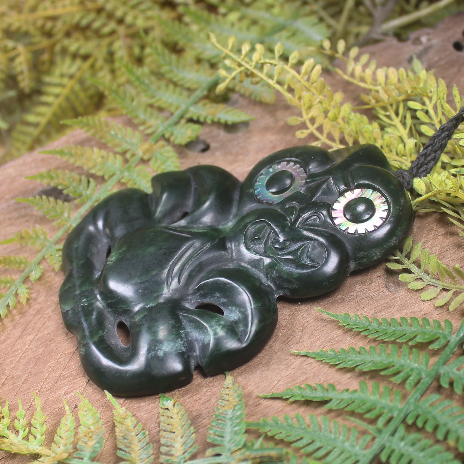 Kawakawa Pounamu Hei Tiki with stand - NZ Greenstone