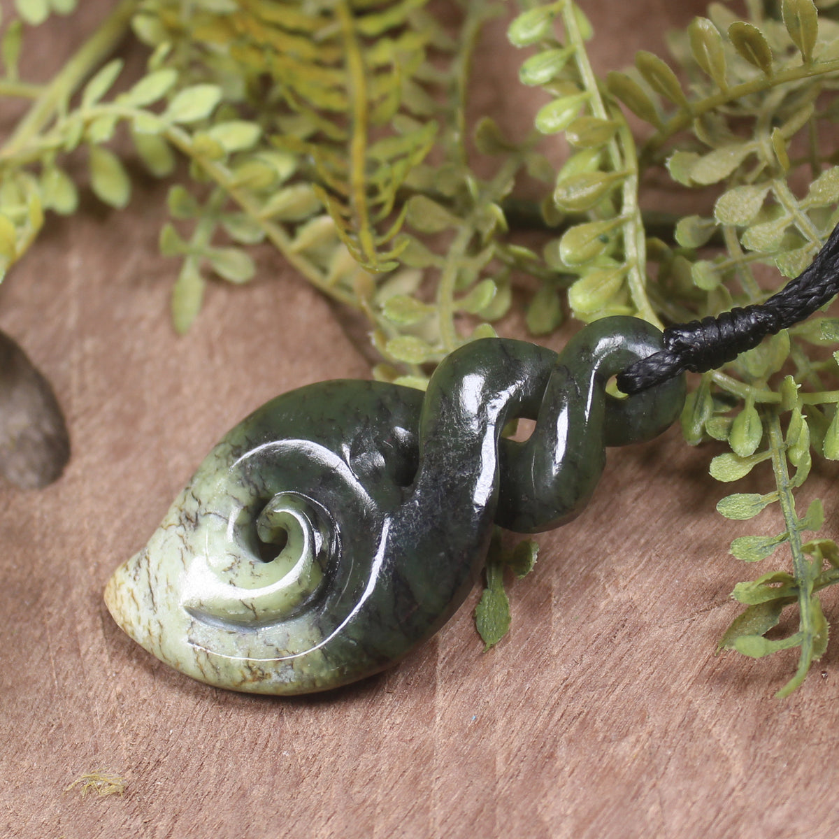 Rimu Pounamu Koru Twist Pendant - NZ Greenstone