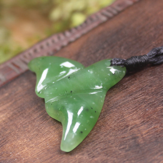 Whale tail carved from Hapopo Pounamu - NZ Greenstone