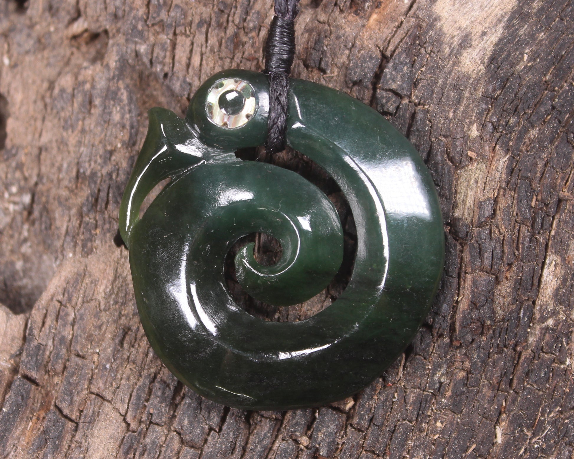 Koropepe carved from Kawakawa Pounamu - NZ Greenstone